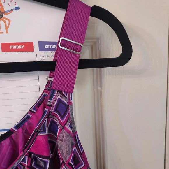 Lane Bryant Purple Geometric Double Layer Tank with Ribbon Strap in Size 20 - Picture 4 of 9